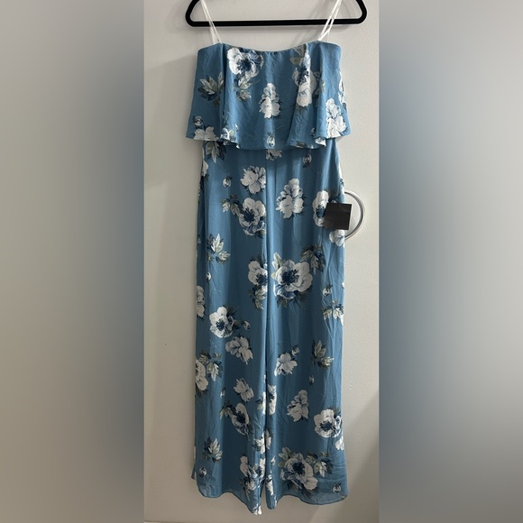 NWT lulus Finest Florals Slate Blue Floral Print Strapless Jumpsuit - Picture 7 of 12
